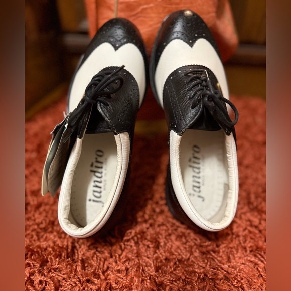 Golf Wingtip shoes Vintage Pittards Leather NOS black white - Picture 5 of 9
